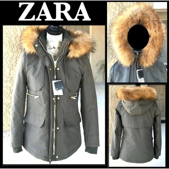 Zara Jackets & Blazers - ZARA KHAKI PARKA wDETACHABLE FUR TRIM Sz M BNWT